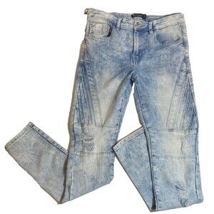 Y2K Southpole Jeans~Men32 Light Wash Skinny Stretch~Distressed~Motorbike~Hip Hop